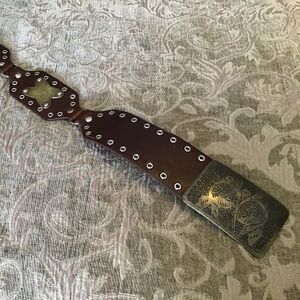Passport Brown Belt with Silver Detailing